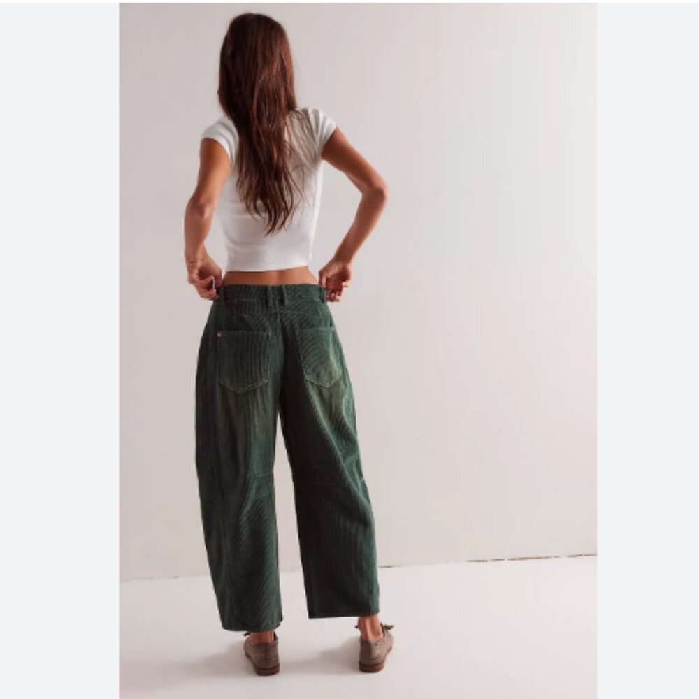 new Free People Good Luck Barrel Corduroy Button Fly Corduroy Pants 256 5M3 - Picture 3 of 6